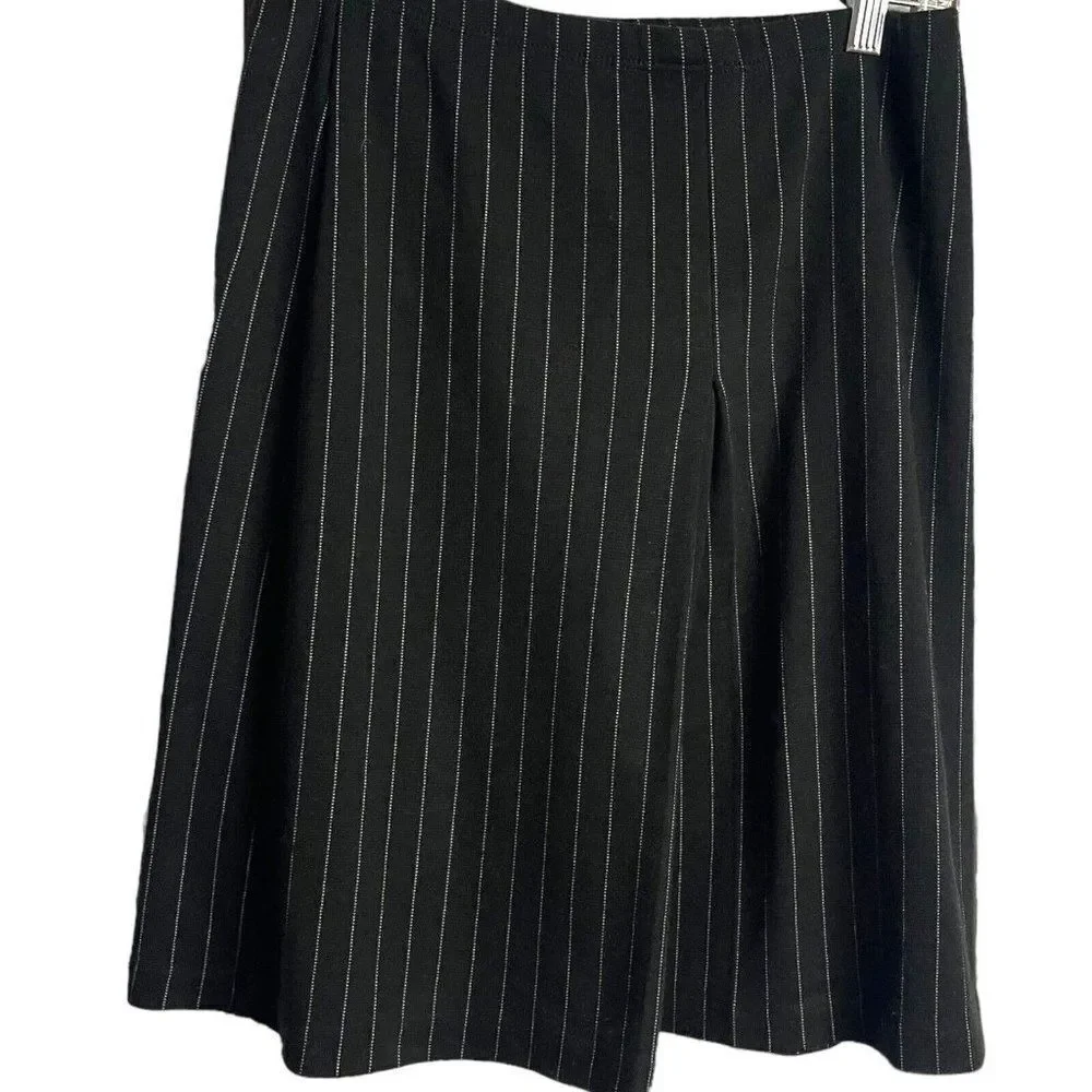 Worthington Women's Black Striped A-Line Skirt Petite Size Small Business Casual